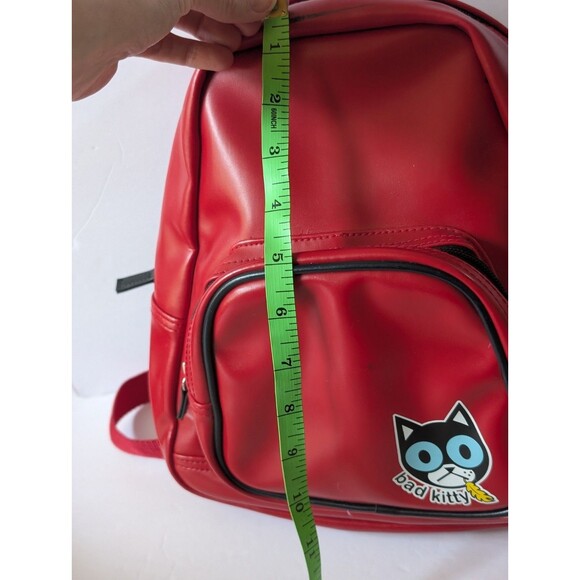 Fred Is Red Bad Kitty Vinyl Leather Red Small Backpack Purse